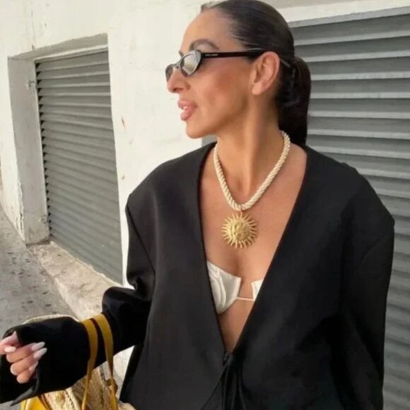 Gold Sun ZARA Statement Necklace. - Picture 6 of 10